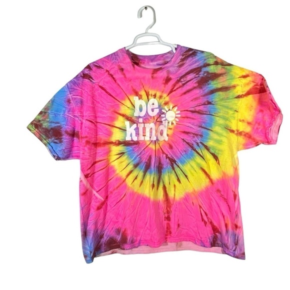 Be Kind tee shirt Women's plus size 2x-3x bright tie dye multi color rainbow - Picture 1 of 4